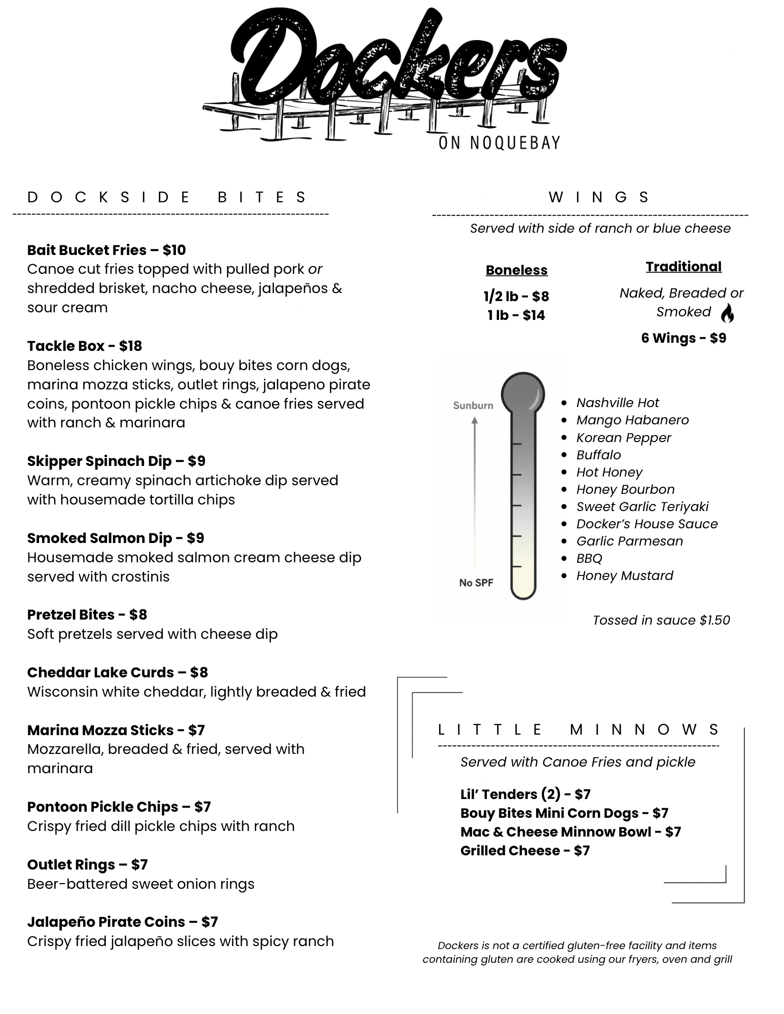 Dockers on the Bay - Bites & Wings Menu -2026